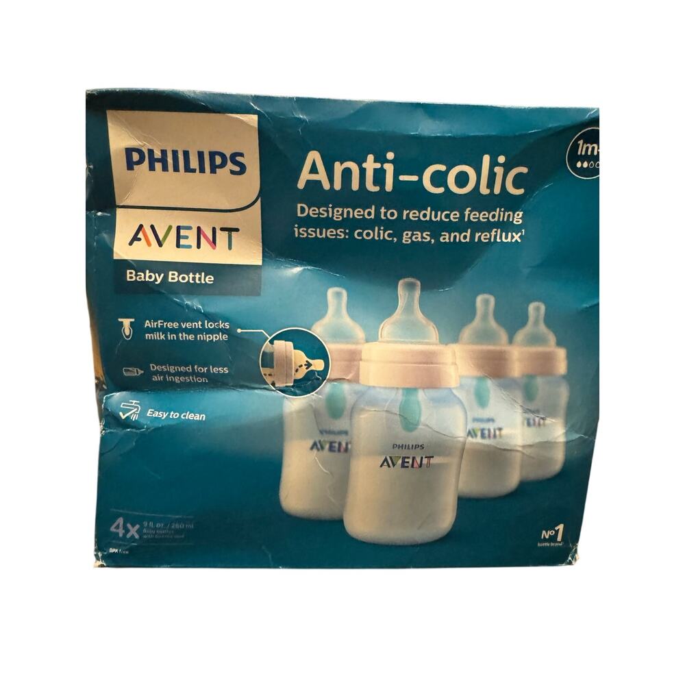 Philips Avent Anti Colic Baby Bottles 4 Pack with AirFree Vent 9 Oz / 260mL NWIB